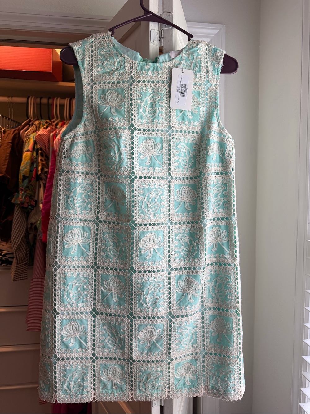 Sleeveless Mint Green Crochet Shift Dress Brand Love Wednesday.